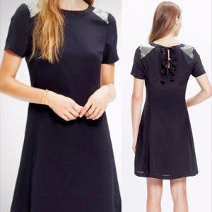 Madewell Black Silk Gold Sequin Yoke Dress 0